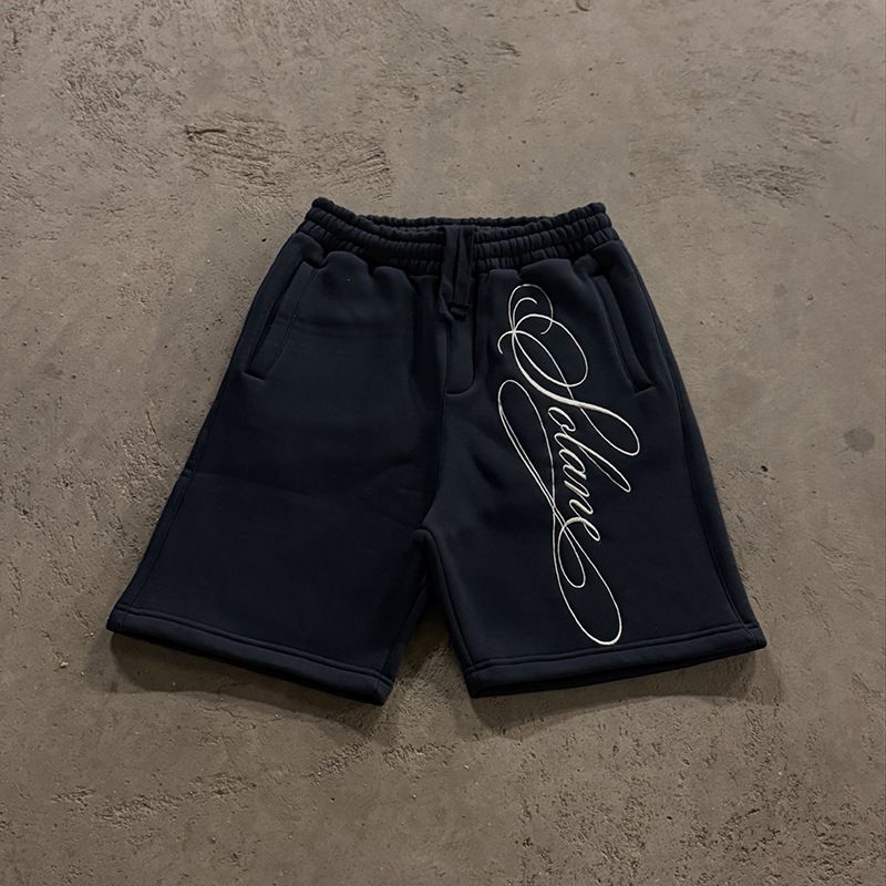 Unisex Summer Streetwear Shorts With Embroidered Script & Relaxed Fit - American High Street Style Cotton Cargo Shorts_viptrois.com