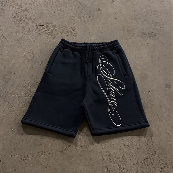 Unisex Summer Streetwear Shorts With Embroidered Script & Relaxed Fit - American High Street Style Cotton Cargo Shorts_viptrois.com