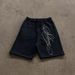 Unisex Summer Streetwear Shorts With Embroidered Script & Relaxed Fit - American High Street Style Cotton Cargo Shorts_viptrois.com