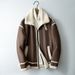 Men's Fashion Color-Block Fleece-Lined Faux Leather Jacket – Winter Warm Thickened Coat With Notched Lapel (M-3XL, Black/Grey/Brown)_viptrois.com