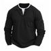 Men's T-shirt Fake Two-piece Double-layer V-neck Autumn And Winter Fashionable Splicing Large-size Bottoming Shirt_viptrois.com