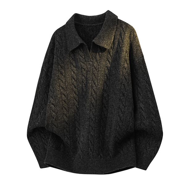 New Lapel Knitted Sweater Men's Lazy Windbreaker Jacket Loose Inner Base_viptrois.com