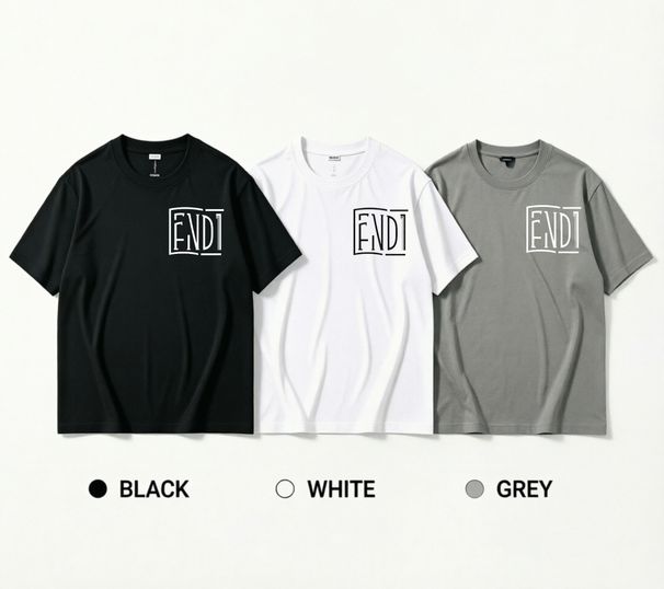 3 Pack Men's Oversized T-Shirts, 100% Cotton Crew Neck Casual Tees, Relaxed Fit Framed "ENDI" Letter Logo Basic Tops, Black White Grey_viptrois.com