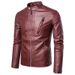 Suitable For All Seasons Leather Stand Collar Cardigan Motorcycle Jacket Men's Spring Coat_viptrois.com
