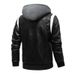 Men's Clothing Men's Leather Jacket European And American Large Size Boys PU Leather Jacket Stand Collar Knitted Hooded Men's Jacket Korean Style_viptrois.com