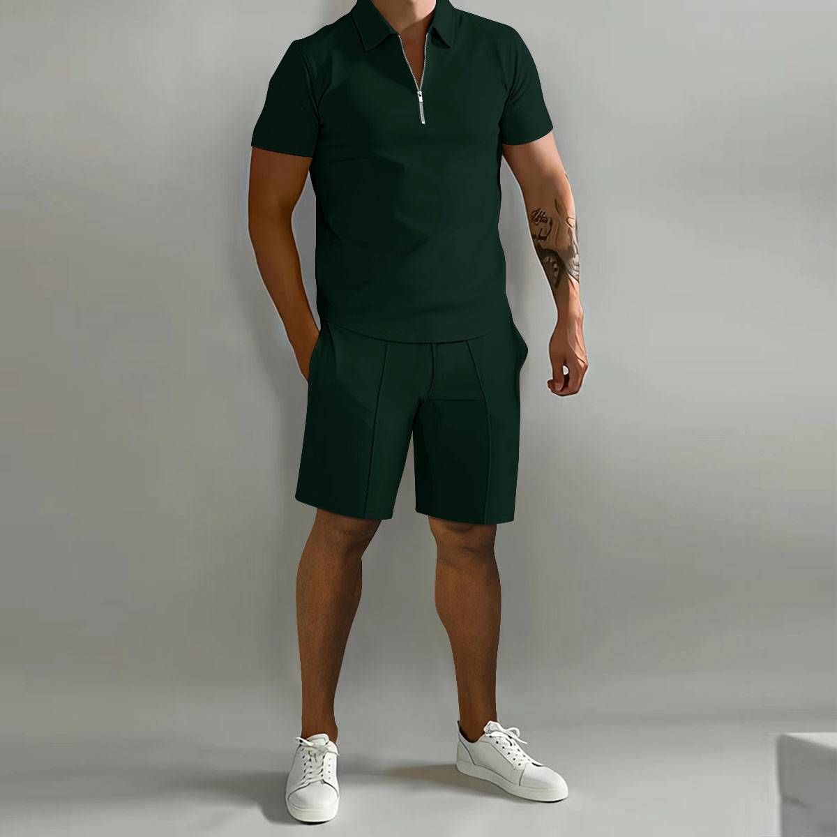 Trendy Men's Polo Casual Loose Short Sleeved Shorts Sports Set Short Sleeved Shorts Summer Set_viptrois.com