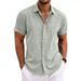 2025 Men's Linen Short-sleeved T-shirt, Loose Sweatshirt, Pure Color Cotton And Linen Shirt_viptrois.com