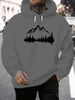 Men's Autumn And Winter Casual Fashionable Loose Hooded Sweatshirt With Mountain Reflection Pattern Printed Warm Long Sleeved Pullover_viptrois.com