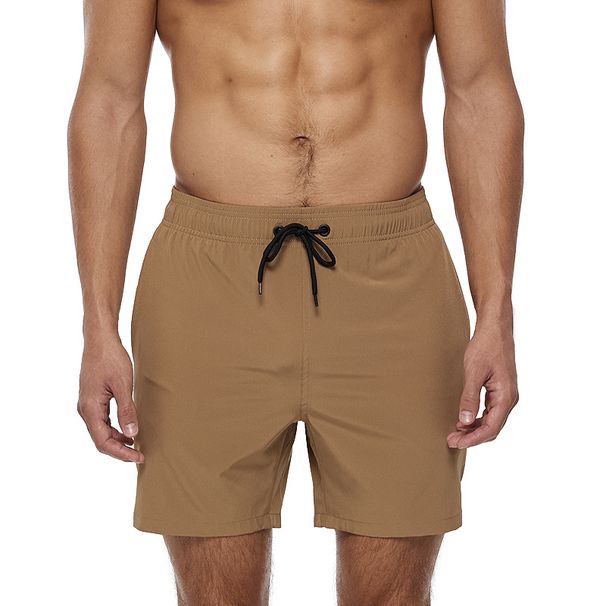 New Men's Solid Color Four-Piece Casual Shorts With Zippered Pockets, Beach Pants With Four-Sided Elasticity, Sports Shorts_viptrois.com