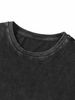 230g Vintage Washed Men Casual Tee Tbeelin Graffiti Cursive Script Font Print Short Sleeve Loose Street Daily T-Shirt_viptrois.com