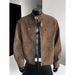 Men's Jacket, Men's Trendy Brand PU Leather Jacket, Stand Up Collar Motorcycle Loose Casual Versatile Jacket_viptrois.com