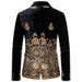 Men's Clothing dress autumn and winter wine red velvet one button men's gold thread embroidered suit dress performance costume_viptrois.com