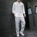 Men's Clothing New Thin Casual Sports Suit Men's Summer High End V Neck Slim Fit Three Quarter Sleeves Two Piece Suit_viptrois.com