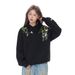 Plant Vine Floral Embroidery Hoodie Unisex Trendy High Street Vibe Niche Design Loose Sweatshirt_viptrois.com