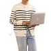 Monochrome Man- Spring Autumn New Striped Cardigan Knitted Sweater Men And Women Round Neck Light Lazy Style Foreign Trade_viptrois.com