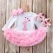 Baby clothes Baby Dresses Toddler Shoes Hair Accessories Three Piece Birthday Suit Pink Gauze Cartoon Long Sleeve Harvest Dress Baby Set_viptrois.com