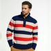 Men's Half-Zip Fleece Sweater – Thickened Striped Knit Pullover With Thermal Lining (Machine Washable, Stretch Comfort, 3 Colors, Straight Fit)_viptrois.com