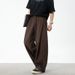Men's Clothing Three Dimensional Pleated Design Casual Pants Drape All Match Trousers Retro Loose Side Split Trousers_viptrois.com
