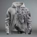 Men's Clothing Winter New Sweatshirt European And American Style Lion Animal 3D Three Dimensional Printing Pattern Large Size Loose Sweatshirt_viptrois.com