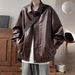Men's Clothing Retro Leather Jacket Men's Winter Plus Velvet Thickened High End Handsome Casual Loose Pu Leather Lapel Jacket_viptrois.com