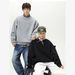 Nordmann Textured Space Cotton Patchwork Heavyweight Crew Neck Sweatshirt Unisex Autumn Boxy Fit Couple Casual Pullover Jacket_viptrois.com
