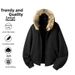 Retro Sherpa-Lined Hoodie – Unisex Vintage Open Front Cardigan With Faux Fur Trim, Oversized Streetwear Pullover For Men & Women (Black & Ash Gray)_viptrois.com