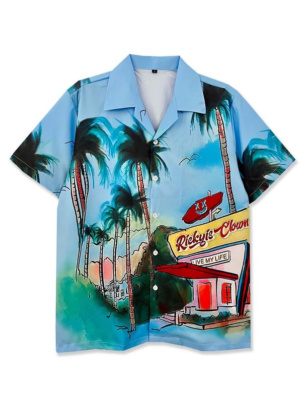 Men's Clothing Fashion Brand Summer Loose Thai Casual Hawaiian Short Sleeved Shirt Men's Couple Vacation Beach Flower Shirt Trend_viptrois.com