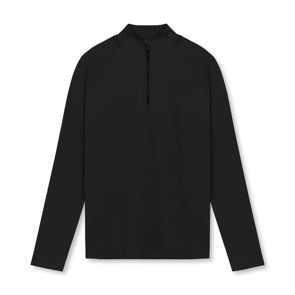 Pulse Cross-border European And American Sports Fitness Shirt For Men, Quick-drying Half-zip Solid Color Workout High Elastic_viptrois.com