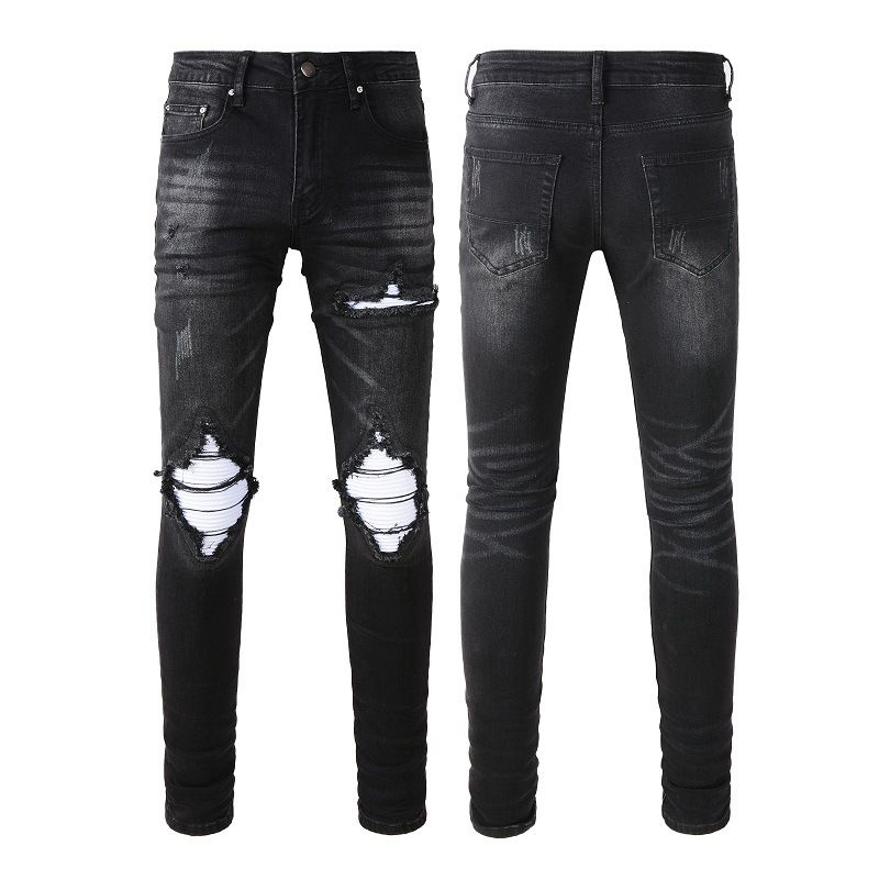 Men's Clothing Fashion Brand Men And Women's Casual Pants American Retro Washed Hole Jeans Men's Pants Men's Hole Jeans 1343_viptrois.com