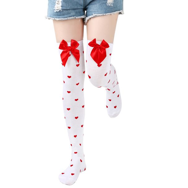 Red Lips Love Valentine's Day stockings will be over the knee stockings cute bow stockings_viptrois.com