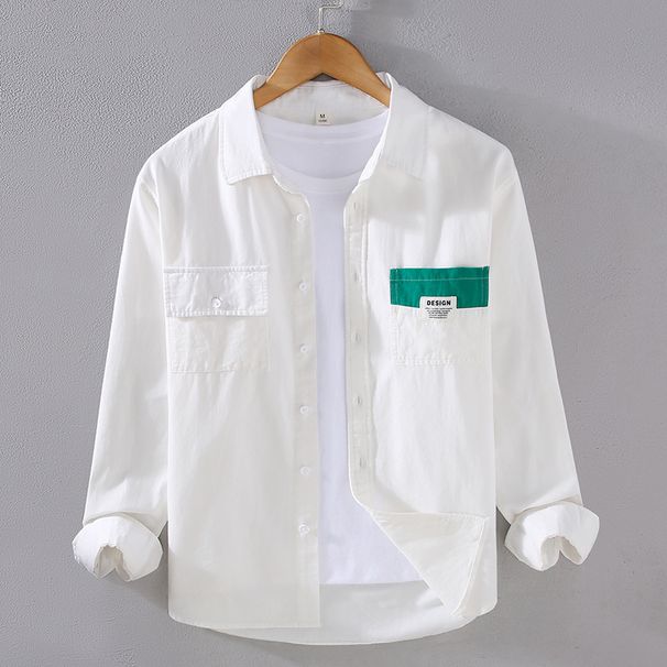 Splicing Trendy Shirt Long Sleeved Men's Youth Spring And Autumn New Style Men's Casual Shirt Jacket_viptrois.com