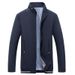 Classic Stand Collar Jacket For Men – Relaxed Fit Corduroy Coat With Rabbit Wool & Spandex Lining (M-5XL, Black/Navy/Khaki) – Casual Outerwear_viptrois.com