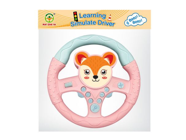 Mother & Kids Fire Rescue Steering Wheel Tiger 360° Rotating Cartoon Steering Wheel Toy – Fun & Educational Early Learning Toy For Kids (Tiger/Blue)_viptrois.com