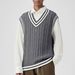 Hanmei Men's Winter New Pullover V-Neck Cable Knit Sleeveless Top Vest Sweater F3328_viptrois.com