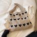 Women's Bags Knitted Love Tote Bag Small Fresh Simple Fashion Woven Bag Personality Style Shoulder Bag_viptrois.com