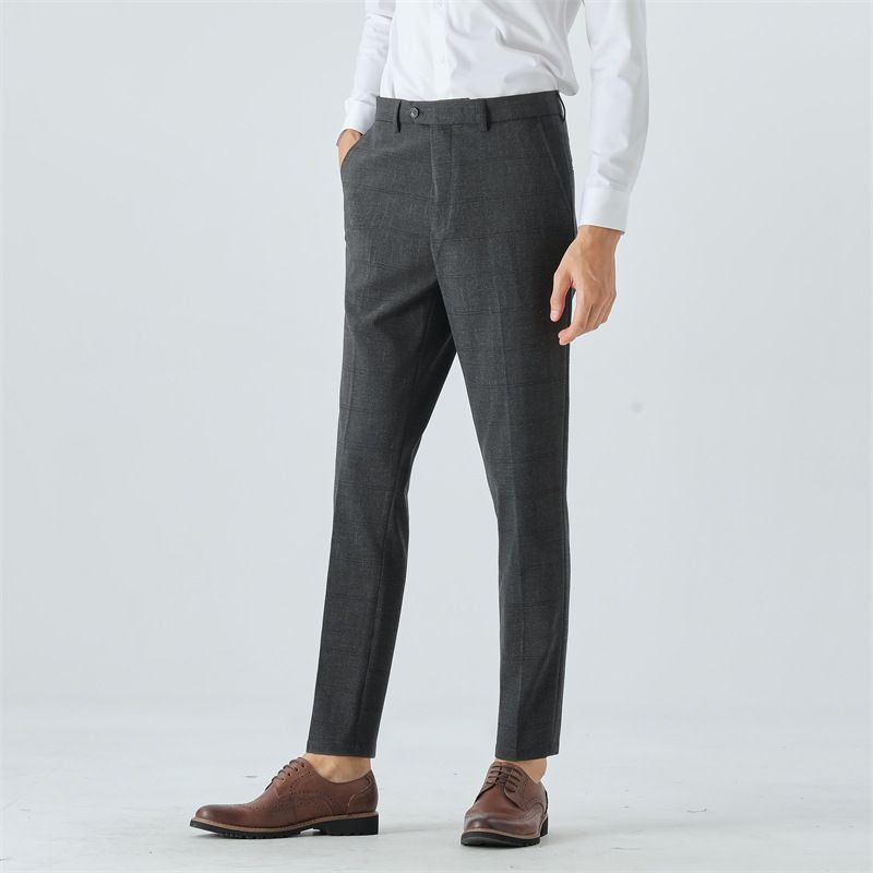 Men's Slim Fit Checkered Suit Set - Autumn Winter Wedding Groom Business Formal Wear For Urban Professionals_viptrois.com