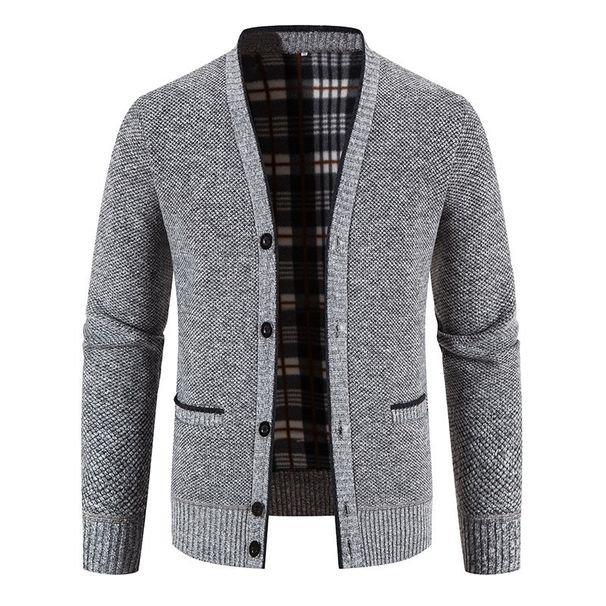 Pure Autumn Winter New Cardigan Trendy Korean Style Casual Thickened V-neck Foreign Trade Men's Knitted Sweater Jacket_viptrois.com