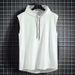 Men's Clothing Hooded Vest Summer Street Solid Color Hooded Sleeveless T Shirt Thin Vest Personality Trendy Top_viptrois.com