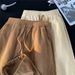 Men's Clothing Fashion Ice Silk Apricot Textured Sports Pants Thin Straight Wide Leg Pants High Street Drape Casual Pants_viptrois.com