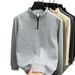 "Men's Half-Zip Sweatshirt - Stand Collar Pullover, Loose Fit Casual Long Sleeve Top In Black, Gray & More"_viptrois.com