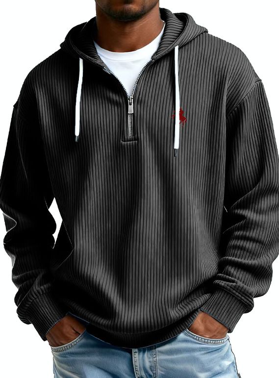 Men's Clothing European And American Heavyweight Long Sleeved Hooded Jacket With Pony Logo Print Men's Sports Casual Sweatshirt_viptrois.com
