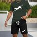 Men's Leopard Print 2-Piece Set Crew Neck Short Sleeved Shirt And Shorts Casual Fashion New_viptrois.com