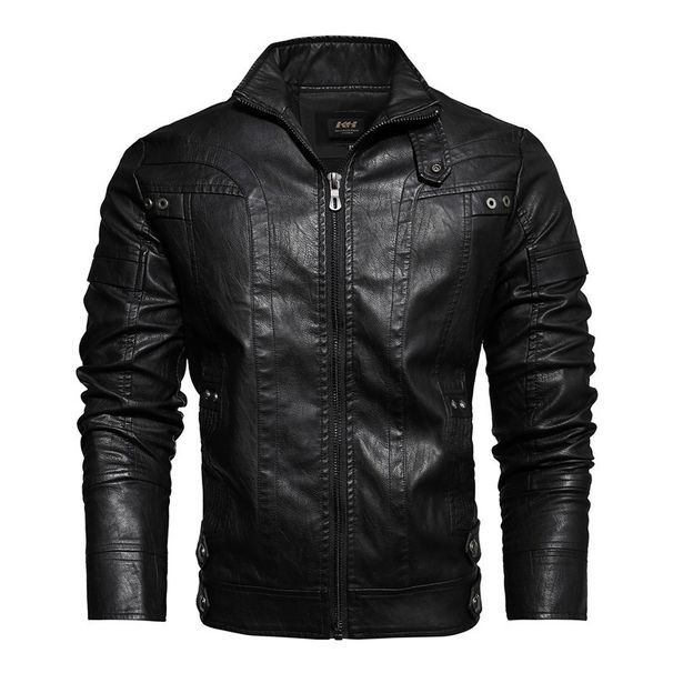 Men's Clothing One Piece Drop Shipping Men's New Leather Jacket High Quality Imitation Leather PU Top Retro Foreign Trade Leather Jacket Trendy Brand_viptrois.com