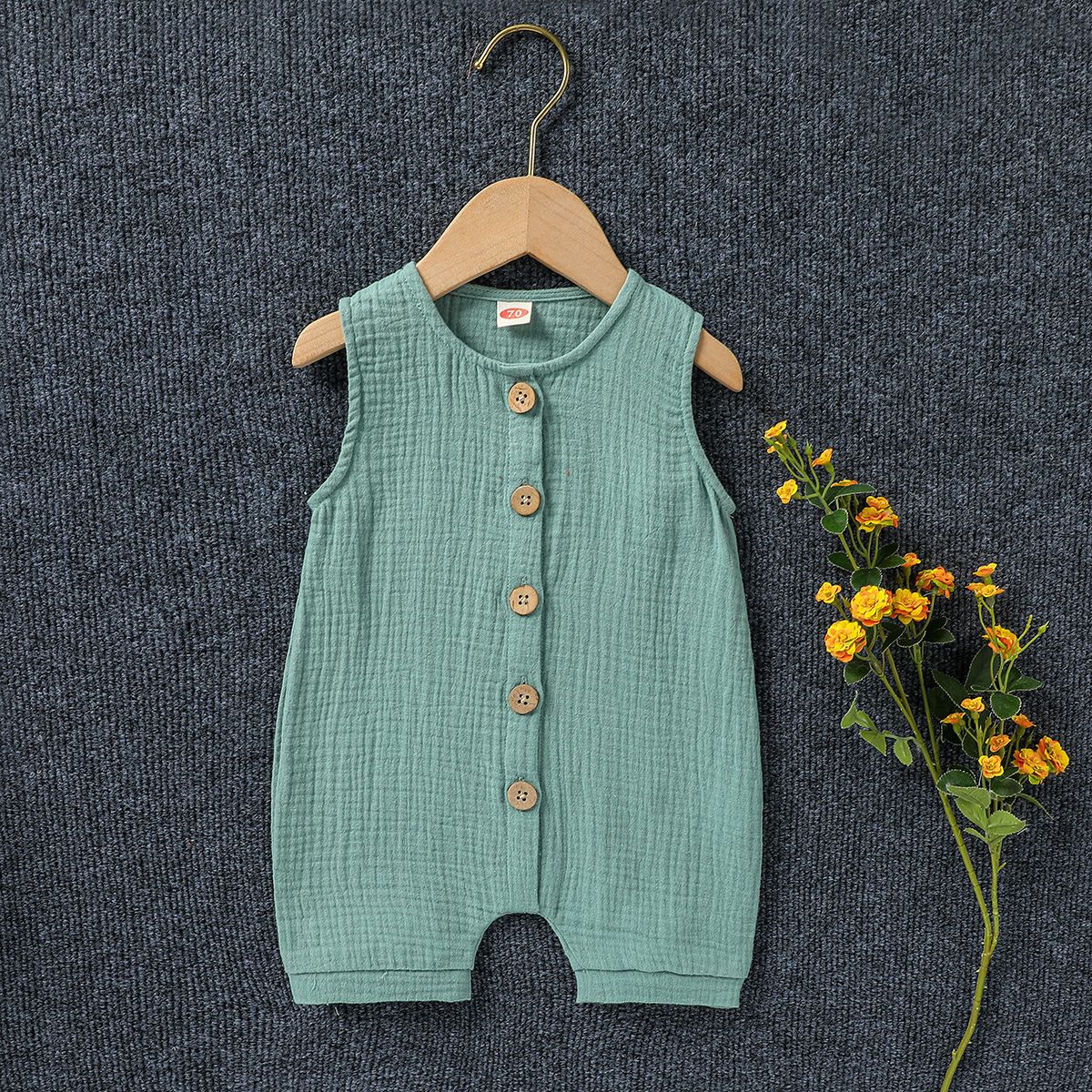New Children's Clothing For Foreign Trade European And American Cross Border Special Summer Cotton And Linen 7 Color One Piece Romper Sleeveless_viptrois.com