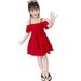 Mother & Kids 2024 new summer off-shoulder chiffon solid color girls dress 3-5-7-8 years old 6 little girl princess dress Western style_viptrois.com