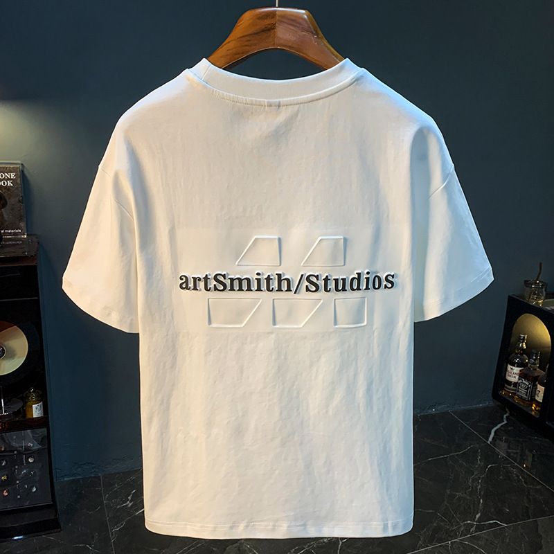 Men's Clothing Brand Short Sleeved T Shirt Men'sSummer New Three Dimensional Embossed Embossed Top Comfortable And Versatile Thin Half Sleeved T Shirt_viptrois.com