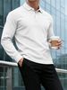 Men's Long-Sleeve Waffle Knit Polo Shirt – Collared Business Casual Top For Winter & Fall_viptrois.com