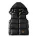 Men's Black & Gold Puffer Vest – Thickened Winter Sleeveless Jacket, Oversized Hooded Coat For Cold Weather (M-5XL, Black/Brown)_viptrois.com