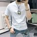 Men's Cotton Printed T-Shirt, Soft Breathable Short Sleeve Tee, Slim Fit Casual Top For Daily Wear, Fashion Solid Basics_viptrois.com