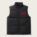 Men's Quilted Vest With Windproof Design, Letter Print, Thickened Polyester Fill, Casual Wear For Autumn & Winter_viptrois.com